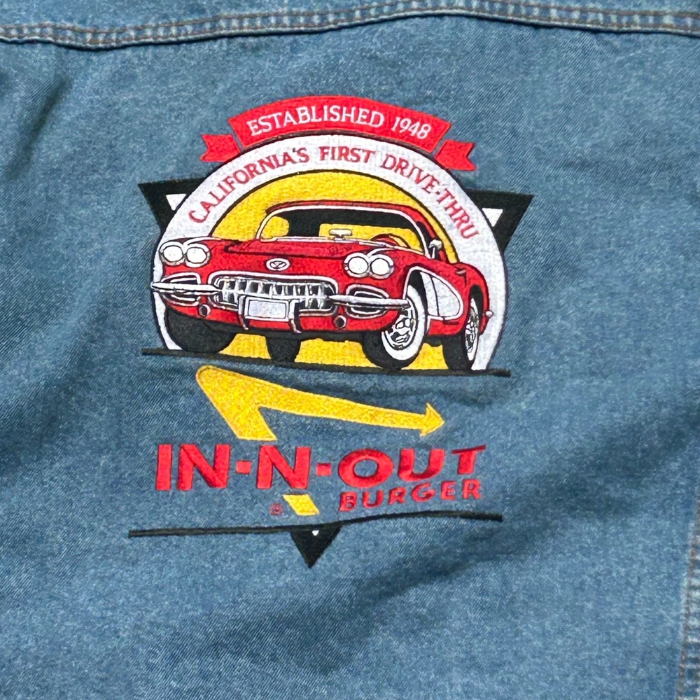 Vintage Butterfield Stage In-N-Out Burger Denim Jacket Medium Wash Mens M - Picture 5 of 7